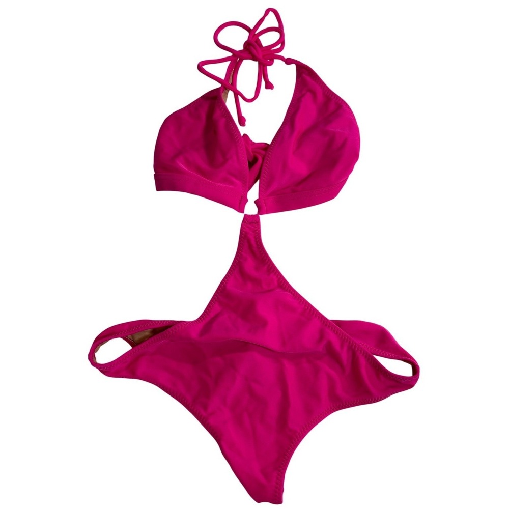 Sun & Sea‎ Swimwear Hot Pink Cutout Monokini Halter Swimsuit Large Y2K USA NEW